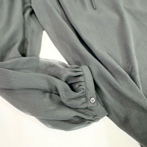 Talbots Top Womens Large Black Solid Long-Sleeve Boat Neck Drawstring Blouse NWT - Picture 6 of 10